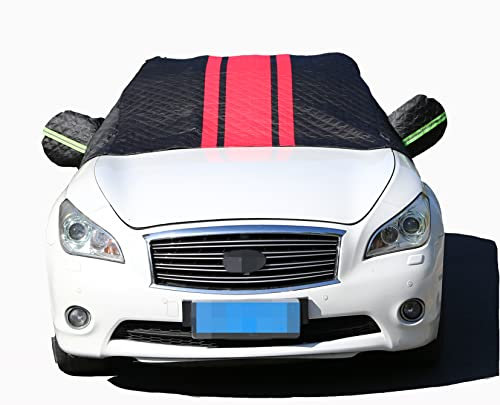 Faltbare Frontscheibenabdeckung für Ford Transit Custom 2012-2022 2023 2024, Winter Windschutzscheibe Frostabdeckung, Autoabdeckung Eisschutzfolie,Black+Red