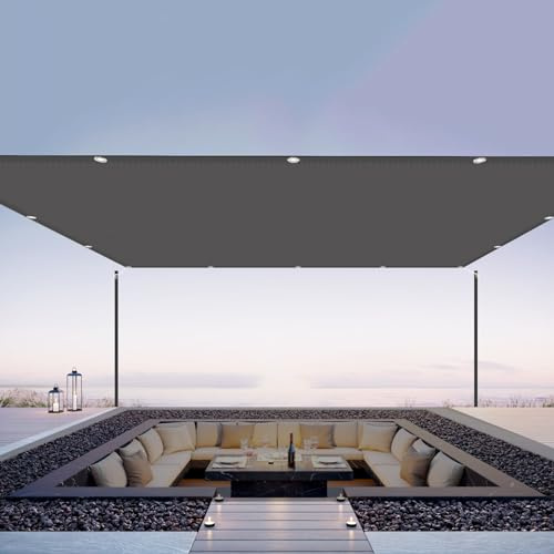 Sonnensegel 400 x 420 cm Wetterschutz Sonnenschutz Sonnenschutz UV Schutz Windschutz Sonnensegel Balkon mit Ösen Und Befestigungsseile, Anthrazit