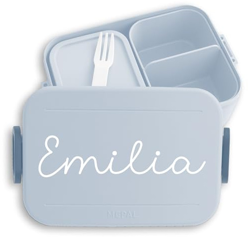Bento Box Midi Lunchbox für Mepal Bentobox - Wunschtext - Kinder Wunschname in Schreibschrift | Name & Text personalisiert - 900 ml - Hellblau - jausendose mädchen brotdose individualisierbar