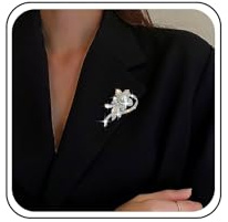 TseenYi Broche Fleur Perle Épingle Fleur Cristal Étincelant Broche Perle Baroque Corsage Argent Cristal Feuille Épingle Perle Clip Cardigan Clip Revers Clip Chemise Bijoux Mariage Pour Femmes Filles