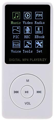 Lecteur MP3 MP4 de Musique Numérique, Lecteur MP4 Portable, Lecteur MP3 HiFi à écran Couleur TFT, Microphone intégré (White)