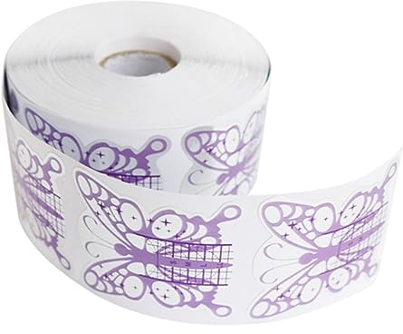 Didiseaon Rollo de 500 Moldes para Uñas Púrpura Pvc | Plantillas para Manicura, Adhesivo Fijo, Uso en Salón y Cuidado de Dedos