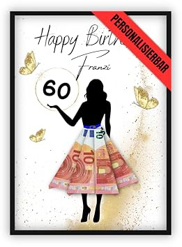 dockyardos® Geldgeschenk zum 60. Geburtstag | Geld kreativ verschenken | Beste Freundin | Geschenkidee | Frau | Mädchen | Geburtstagsgeschenk