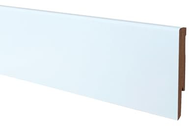 Onlywood Battiscopa bianco in Mdf EVE Spessore 12 mm x Altezza 80 mm- Zoccolino Battiscopa Modello Liscio Squadrato - Asta da 2,4 m