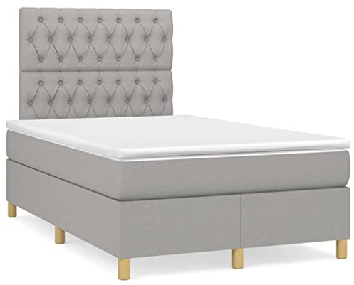 qohoio Boxspringbett mit Matratze & LED Bett Mit Bettkasten Bett Boxspringbett Betten Boxspringbett Mit Matratze Hellgrau 120x190 cm Stoff - 3270267