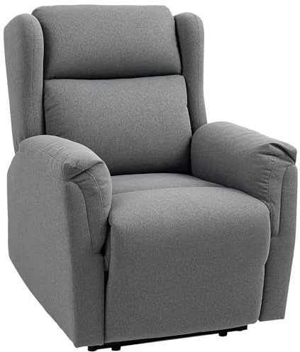 HOMCOM Relaxsessel Fernsehsessel mit Liegefunktion Liegesessel Sessel mit Verstellbarer Rückenlehne, Fußstütze TV-Sessel aus Baumwoll-Leinen-Gewebe für Wohnzimmer Schlafzimmer, Dunkelgrau