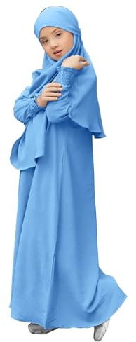 Surttan Gebetskleidung Für Kinder, Mädchen Muslim Kleider, Lange Ärmel Abaya Ohne Hijab, Islam Kleidung Frauen, Damen Muslimische Kleid Set, Gebetskleid Jilbab Khimar Ramadan Für 4-12 Jahre
