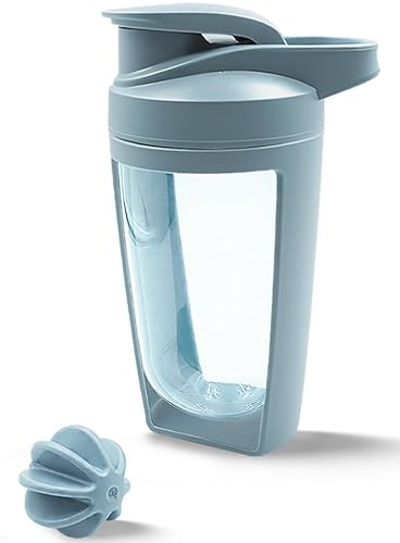 Alaoo Protein Shaker Bottle, Shaker for Protein Shakes with Plastic Stirring Ball, Upgraded Version Sports Gym Supplement Protein Shake Bottle for Mixing Protein Shakes and Supplements, 650ml Blue