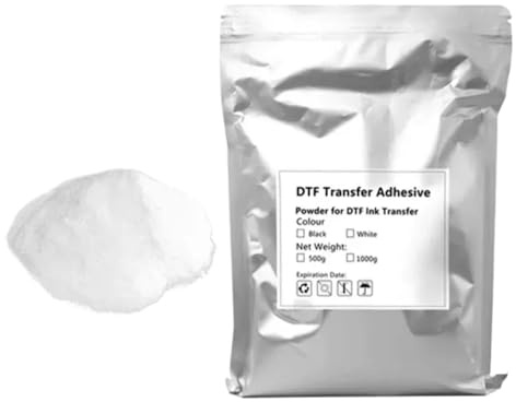 UHRSERNJ DTF kompatibler Wärmeübertragungspulver Kompatibel mit Filmdrucker Direkter Druck auf alle Stoffe weiß schwarz digitaler Klebstoff 500 g(500g-White)