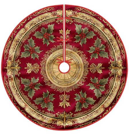 Stechpalmen-Rock, traditionelles goldfarbenes Rot, Weihnachtsdekoration, für Zuhause, Eingang, Wohnzimmer, Innenbereich, Festival, Party, Dekoration, 152,4 cm