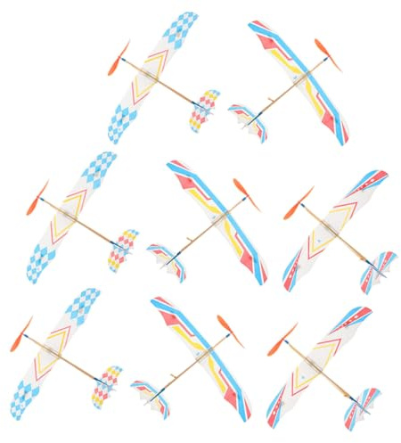 BCOATH Rubber Band Airplane Model Planes Set for Boys and Girls and Adults Small Outdoor Glider Toys Educational 8pcs Color Mixed Funny Flying Aircraft
