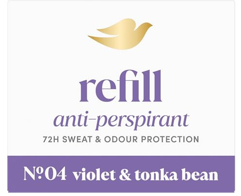 Dove No. 4 Violet & Tonka Bean Anti-Perspirant Refill women's antiperspirant stick styled to last with 72h odour protection, with Dove's signature care, dermatologically tested 35 ml (Refill Only)