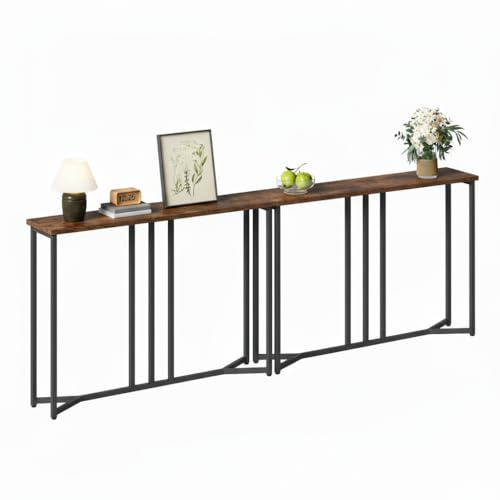 YITAHOME Tavolo Consolle, Set di 2 100cm Consolle Ingresso, Piccolo Tavolo per Decorazioni, Tavolino Da Divano, Console, Corridoio, Soggiorno, Assemblaggio Semplice, Marrone Rustico