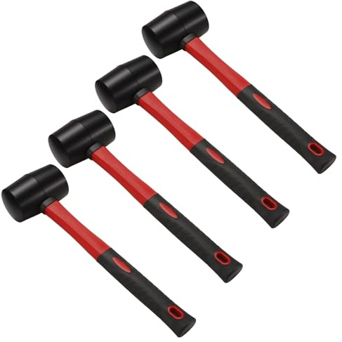 SOUJAP Rubber Mallet Set, 16 oz, Fibre Handle, Red and Black, 290 x 93 x 58 mm, 4 Pack