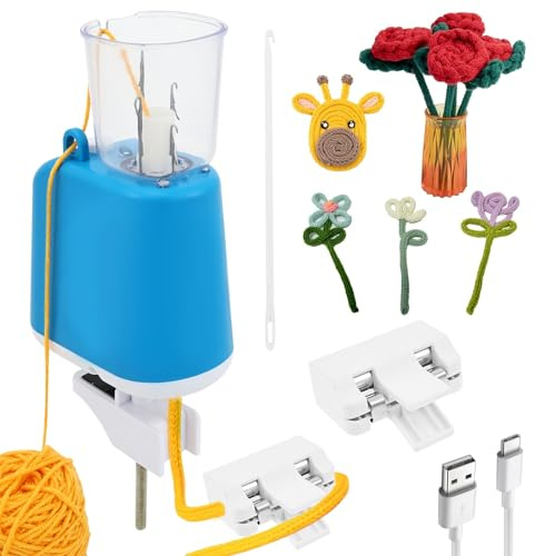 Caffney French Knitting Machine Electric i-Cord Knitting Machine Efficient Automatic I Cord Knittings Machines Knittings Mill Cords Yarn Knitter for Beginner Present(Blue)