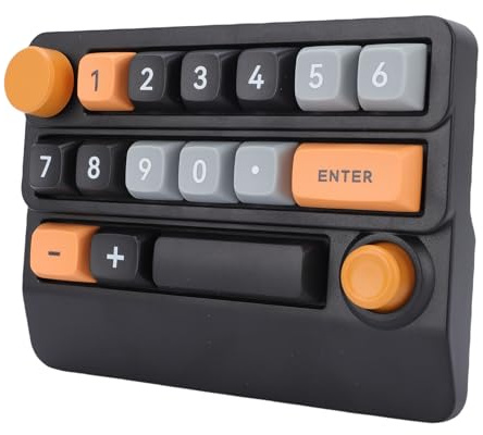 Cuifati Tastierino Numerico Meccanico RGB Wireless, Tastiera a 15 Tasti Programmabile con Macro Sostituibili a Caldo con Controllo Tramite Manopola Joystick Tastierino Numerico, per PC (Giallo Blu)
