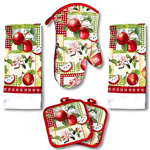 Lobyn Value Packs - Red Apples on a Patchwork Quilt, 5 Piece Set