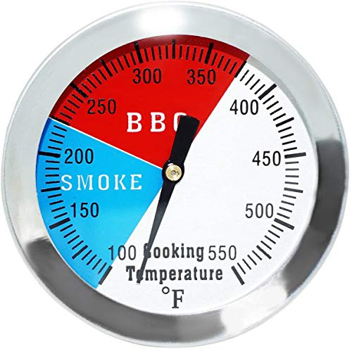 DOZYANT 2 Inch Barbecue Charcoal Grill Smoker Temperature Gauge Pit BBQ Thermometer Fahrenheit and Heat Indicator for Meat Cooking Port Lamb Beef, Stainless Steel Temp Gauge