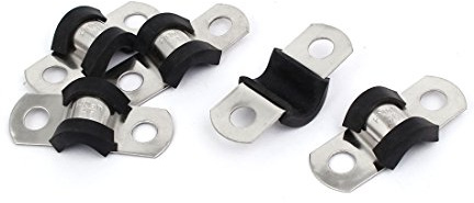 Sourcingmap 6mm Dia EPDM Rubber Lined U Shaped Pipe Tube Wire Clamps Clips 5pcs