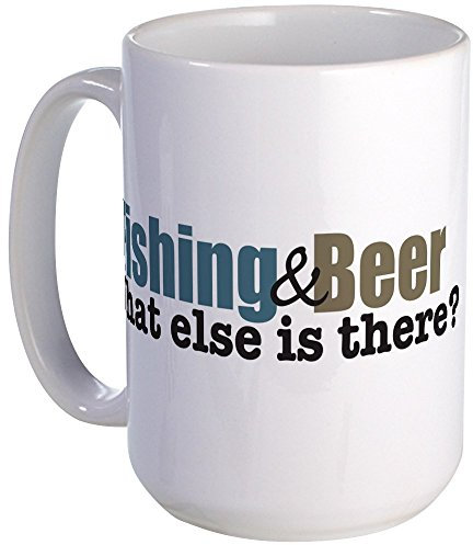 CafePress Fishing & Beer Large Mug 15 oz (444 ml) Ceramic Coffee Mug