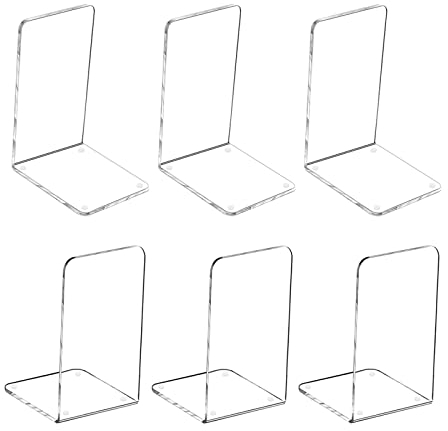 MerryNine Lot de 3 Paires de Serre-Livres en Plastique Acrylique - Décoration pour Chambre à Coucher, bibliothèque, Bureau, Fournitures Scolaires, Papeterie, Cadeau