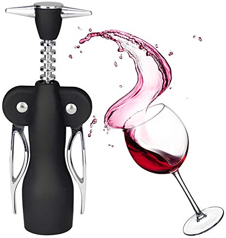 BESLIME Levatappi Accessori del Vino, Apribottiglie Vino Cavatappi Professionale Levatappi Accessori del Vino, sfociare Bottiglia di Birra/Vino Rosso con Due Leve Antiscivolo - Nero