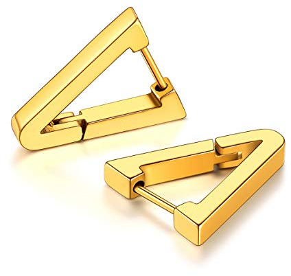 FOCALOOK Ohrringe Herren Damen Huggie Creolen Schwarz Ohrringe Edelstahl/18k Gold Ohrhänger Punk Ohrringe Ohr Piercing Modeschmuck Accessoire