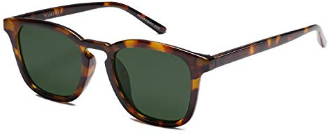 SOJOS Polarized Sunglasses for Women Men Classic Large Vintage Style Shades,Brown Tortoise/Green