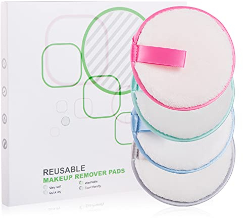 UNIMEIX Reusable Makeup Remover Pads for Face,Eyes,Lips Microfiber Face Cleansing Reusable Cotton Rounds，Reusable Cotton Rounds,Sustainable Products（4PC）