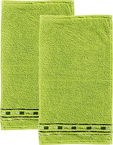 Erwin Müller Gästetuch 2er-Pack - Achern grün Größe 30x50 cm - 500g/m² - schnell trocknend, extra saugstark, beidseitige Schlaufen