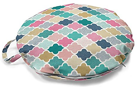 ABAKUHAUS Geometrisch Rundes Bodenkissen mit Griff, Klassische marokkanisch, dekoratives Kissen für Wohnzimmer & Schlafsäle, 45 cm, Mehrfarbig