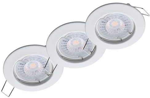 Oktaplex lighting Sedan Set di 3 faretti a incasso a LED - con modulo LED da 4,8 W 4000K 230V 380lm bianca neutra 110° - Spot Bianco, misura del foro 60-70 mm
