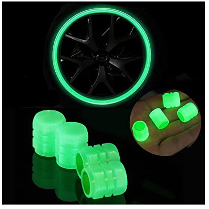 XIRUJNFD Universal Fluorescent Car Tire Valve Caps 4pcs, Luminous Tire Valve Stem Caps, Fluorescent Car Tire Valve Caps for Most Cars, Truck, SUV, Motorcycles, Bike (Green,8pcs)