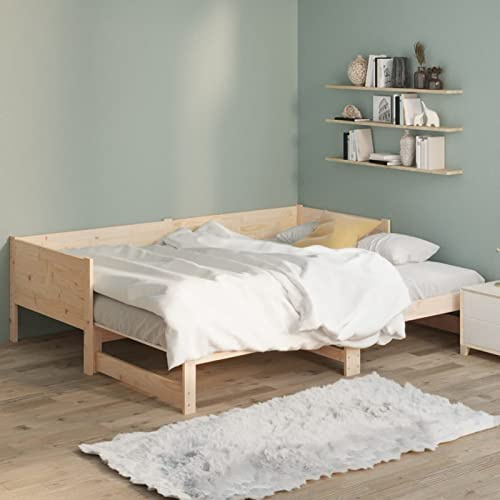 Norheim Sofá Cama Extraíble Convertible en Individual o Matrimonio - Estructura de Madera, Diseño Moderno, 2X(80x200) cm, Natural