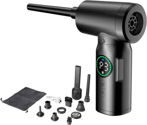 Staubgebläse Elektrische Druckluftspray,Rawrr PC Reinigungsset Druckluft mit LCD-Display 3 Geschwindigkeit bis 50000 U/min 7500mAH Akku pc Reinigung druckluft für Laptop, Sofa, Auto, Bürogeräte