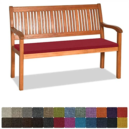 Orumrud Bankauflage Stuhlkissen Bankkissen mit Krawatte Waschbar,150x40x3cm，2 3 4-Sitzer Sitzkissen rutschfeste Auflage für Gartenbank,Küche,Terrasse Innen und Außenbereich，rot,Dicker Leinenstoff