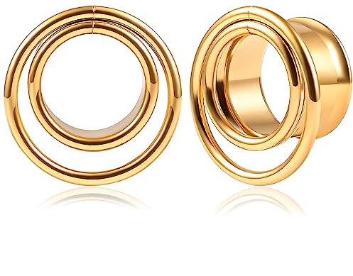 Vankula Ohr Flesh Tunnel Double Flared Plug Spule Edelstahl für Gestreckte Expander Ohrpiercing 8mm bis 19mm