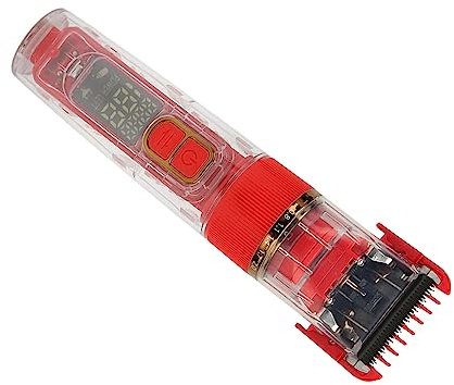 Hundehaarschneidemaschine, Elektrische Haarschneidemaschine, 3-Gang-Regulierung, IPX7, Wasserdicht, Elektrischer Tierhaarschneider mit LED-Smart-Display (Rot)