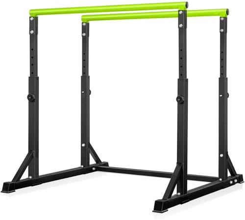 Bongkim Dip Bar, Heavy Duty Dip Station with 7 Height Levels, 800lbs Adjustable Parallel Bars for Tricep Dips Pull-Ups L-Sits Calisthenics Exercises Strength Training for Home Gym Outdoor (Matte black)