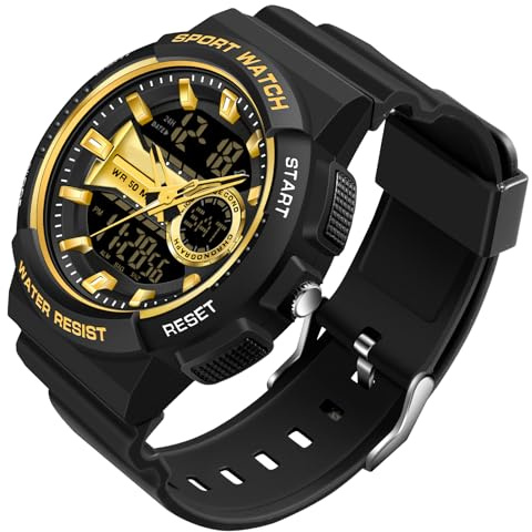 Militär Uhren Sportuhren für Herren Armbanduhr Herrenuhr Digital Uhr Tactical Watches for Men Outdoor Digitaluhr für Jungen LED-Leuchtdisplay mit Analogen Zeigern und Digitalen Zahlen