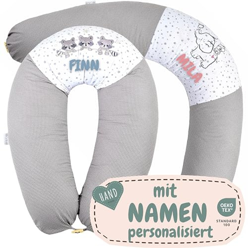 sei Design XXL Stillkissen Seitenschläferkissen - personalisiert mit Namen und Geburtsdatum: personalisierte Geschenke zum Geburt Baby Geschenk für Junge und Mädchen - Schwangerschaftskissen