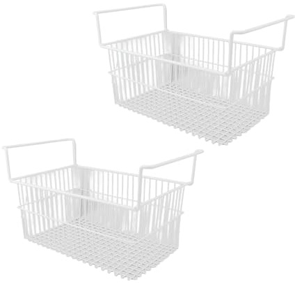 Cestelli Organizer per Congelatore, 2 Contenitori per Cestelli per Congelatore a Pozzetto Cestello per Congelatore in Filo Metallico di Grande capacità (L63 cm X L27 cm X A29 cm