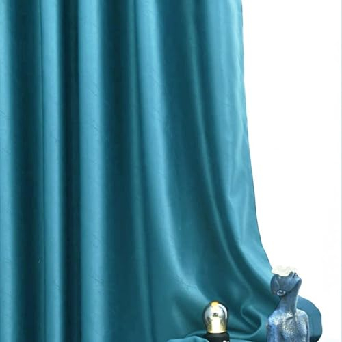 Jugendzimmer Vorhänge Pfauenblau Marmor mit Ösen 214 cm Hoch, Jacquard Verdunkelung Gardienen Curtains Polyester Ösenvorhang für Schlafzimmer Wohnzimmer, H 214 x B 137 cm