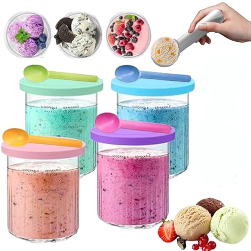 Recipientes De Helado Para Creamy,Creamy,recipiente Para Helado,4 Tarros De Almacenamiento De Repuesto Para Máquina De Helados Con Tapas Para Nc500 Nc501