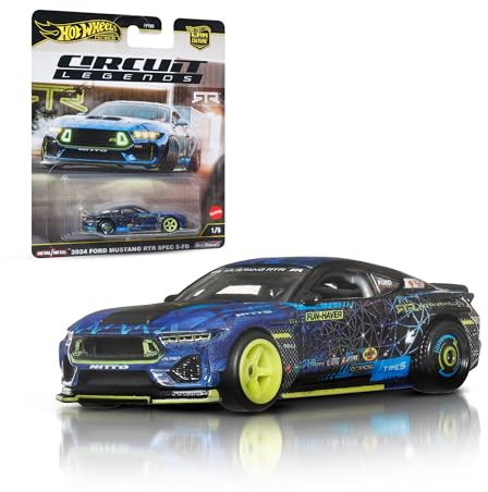 Hot Wheels Premium Car Culture Sammel-Spielzeugauto, Die-Cast RTR Mustang Drift im Maßstab 1:64, Circuit Legends Fahrzeug mit Real Riders-Rädern, JBK48