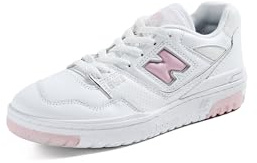 New Balance 550, Scarpe da Ginnastica per Donna, Bianco e Rosa, Suola in Gomma, Modello BBW550VC (Bianco Rosa, Sistema Taglie Calzature EU, Adulto, Donna, Numero, Media, 39)