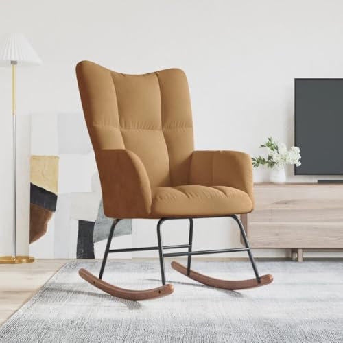 Willood Wilood Schaukelstuhl Sessel Relaxsessel Schaukelsessel Wohnzimmersessel mit Braun Samt