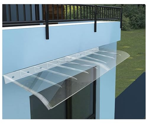 Window Door Awning Curved Window Door Canopy Outdoor Awning Shelter, 3mm Thick Transparent Polycarbonate Cover UV Resistance Rain Shelter Cover Roofing Canopies Porch Shelter for Protection(40x270cm/1