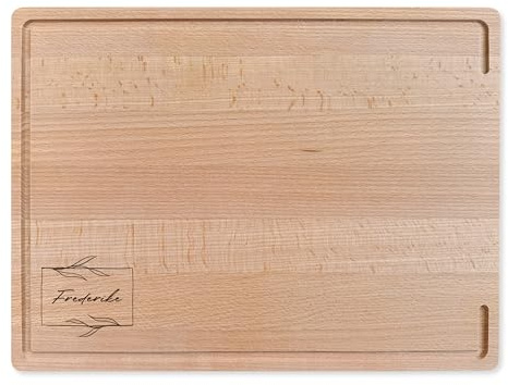 LOOXIS Personalisiertes Schneidebrett mit Namen graviert – 40x30 cm, Buchenholz, Saftrille, Steakbrett, Charcuterie Board – Geschenkidee Männer, Frauen, Vatertag, Muttertag, Einzug – Motiv 5