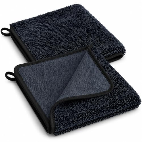 GJFWQC 2 Pack Microfibre Cleaning Cloths for Kitchen, Car and Home | Thick cleaning towels for car windows, showers, bathrooms, kitchens, car body, bathtub and daily wiping use